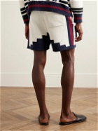 Rhude - Saint Croix Straight-Leg Logo-Appliquéd Intarsia Cotton Drawstring Shorts - White