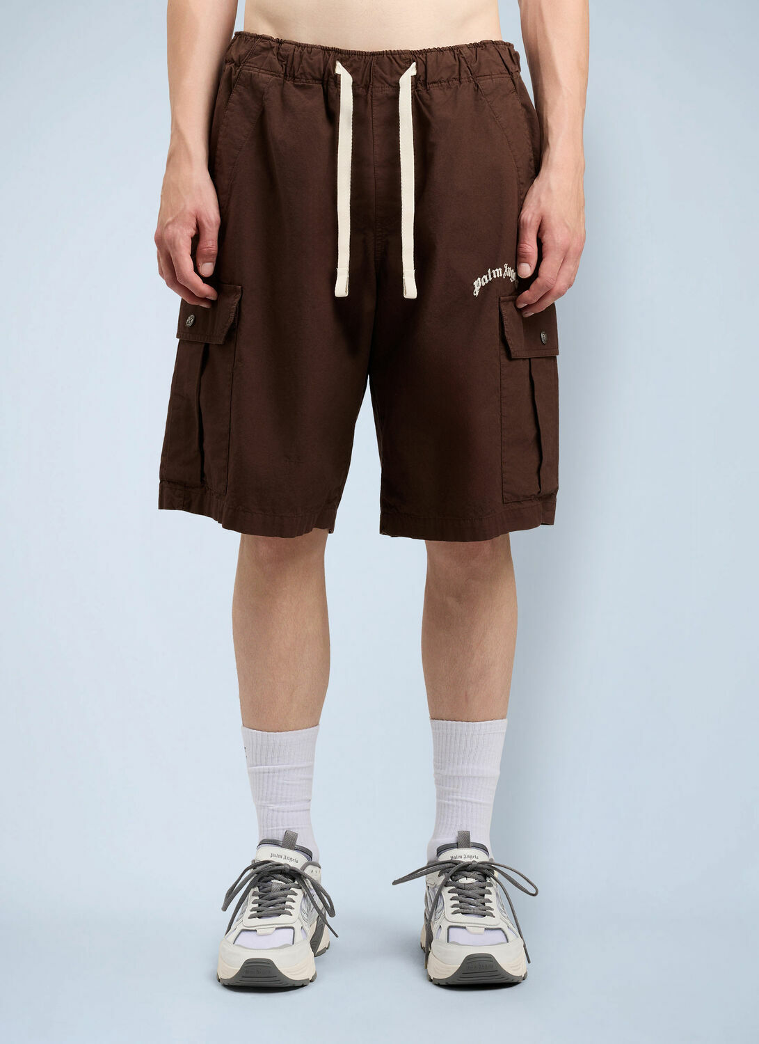 Palm Angels Curved Logo Loose Cargo Shorts