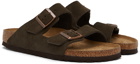 Birkenstock Brown Narrow Suede Soft Footbed Arizona Sandals