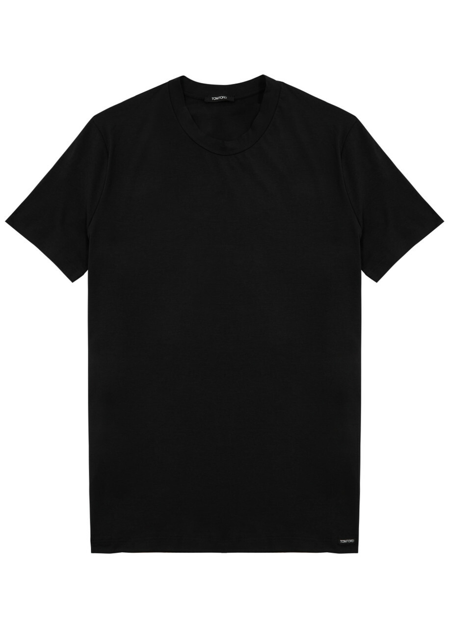 Tom Ford Stretch Jersey T-Shirt, Men's Clothing, Black, Cotton Material, Comfortable Fit, Casual Wear