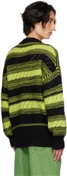 GANNI Black & Green Striped Cardigan