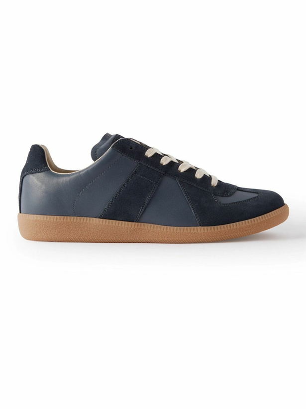 Photo: Maison Margiela - Replica Leather and Suede Sneakers - Blue