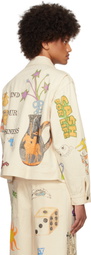 Small Talk Studio SSENSE Exclusive Off-White Hand-Drawn Denim Trucker Jacket