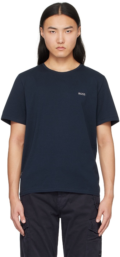 Photo: BOSS Navy Embroidered T-Shirt