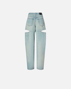 Pinko Wide Leg Jeans With Light Wash And Cut Outs Light Wash