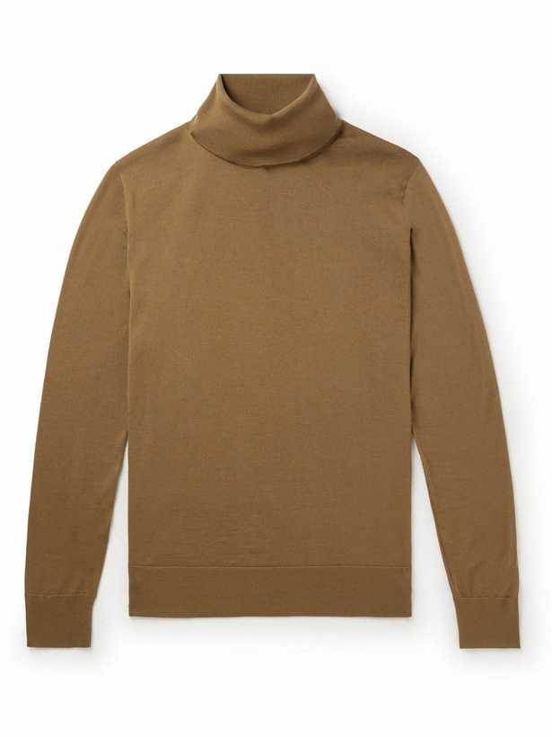 Photo: Loro Piana - Dolcevita Slim-Fit Virgin Wool Rollneck Sweater - Brown