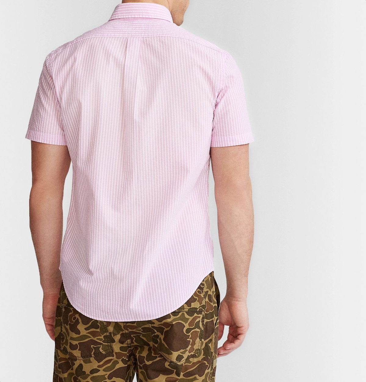 Ralph Lauren Mens Pink Striped Seersucker Button Up Shirt Size 3XB **