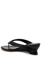 LE Monde Beryl 50 Crocodile-effect Leather Thong Wedge Sandals Black