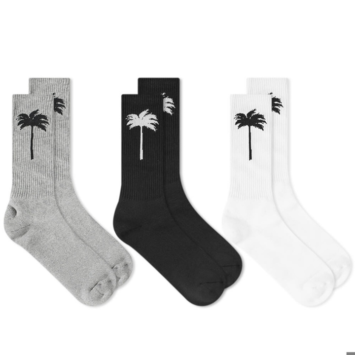 Photo: Palm Angels Men's Palm Sock - 3 Pack in Multi