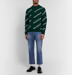 Balenciaga - Logo-Intarsia Wool-Blend Sweater - Green