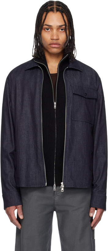 Photo: Moncler Blue Long Sleeve Zip-Up Denim Jacket