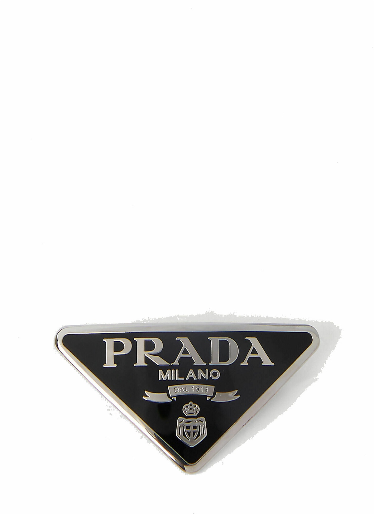 Prada - Logo Plaque Hairclip in Black Prada