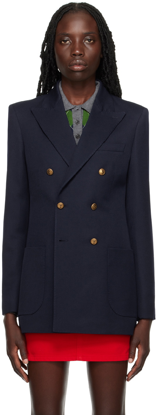 AMI Alexandre Mattiussi Navy Double-Breasted Blazer