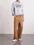 Human Made - Logo-Print Striped Cotton-Jersey Sweatshirt - Gray