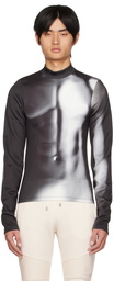 Balmain Black & White Body Print Turtleneck