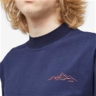Futur Men's Long Sleeve Glacier Mock Neck T-Shirt in Maritime Blue