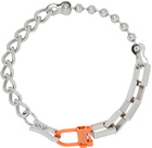 Heron Preston Silver & Orange Multichain Square Necklace