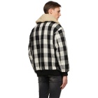 R13 Black and Off-White Exaggerated Collar Bomber Jacket