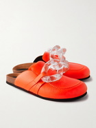 JW Anderson - Embellished Leather Backless Loafers - Orange