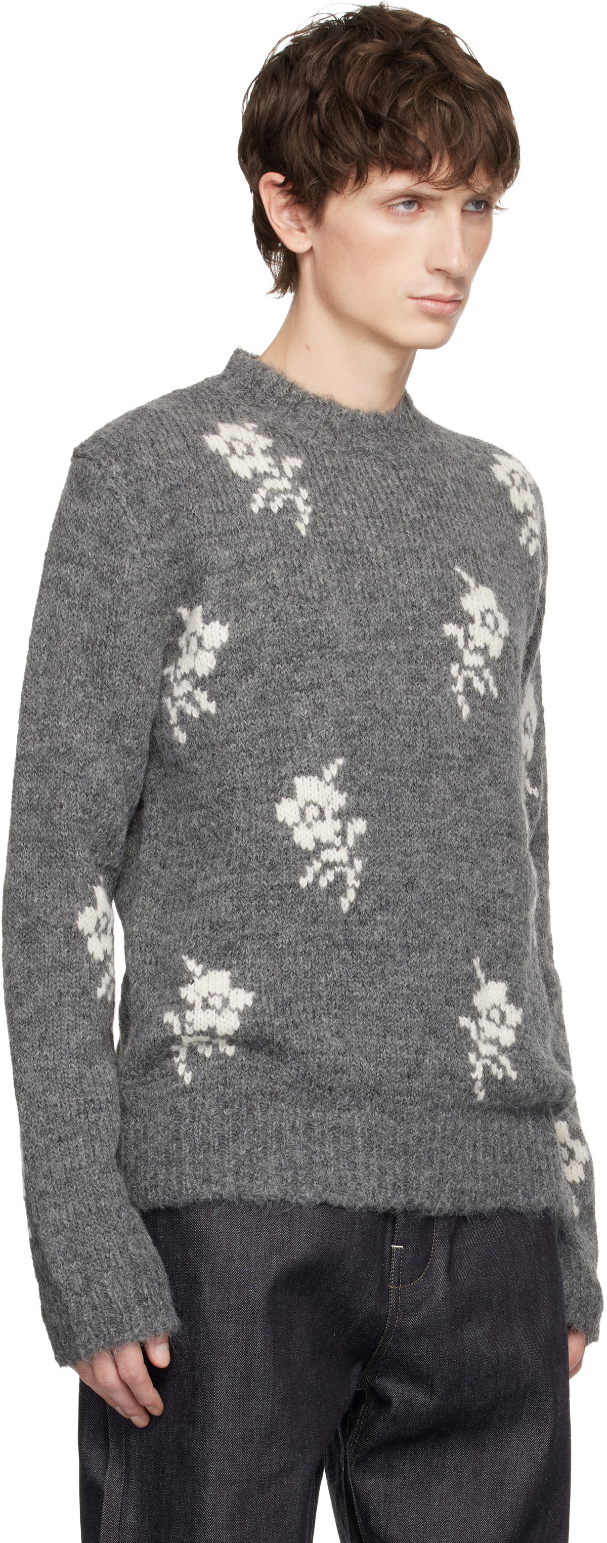 【美品】JIL SADER CREW-NECK WOOL SWEATER Jil Sander Gray Wool Blend Crew-Neck Sweater Jil Sander