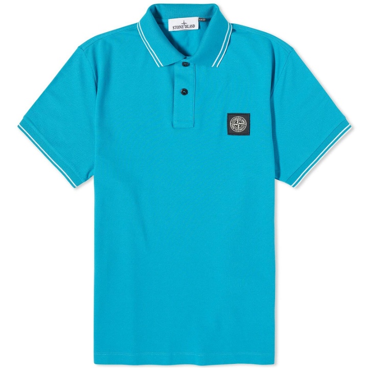 Photo: Stone Island Men's Patch Polo Shirt in Turquoise