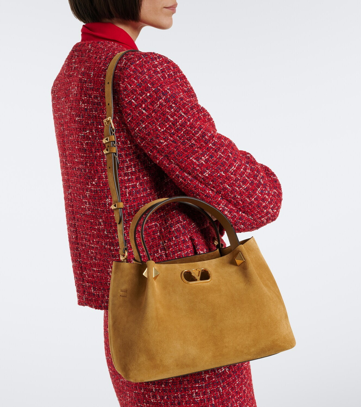 Valentino Garavani VLogo Signature Small suede top-handle bag