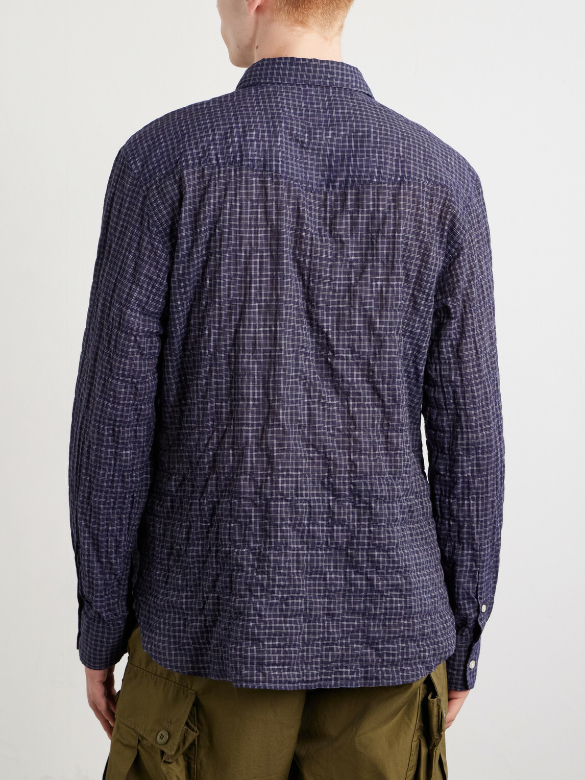 Officine Générale - Benoit Checked Cotton-Blend Voile Shirt - Blue