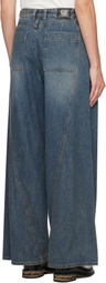 WOOYOUNGMI Blue Curved Wide Jeans
