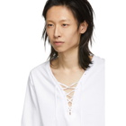 Kozaburo White Assa Lace-Up T-Shirt
