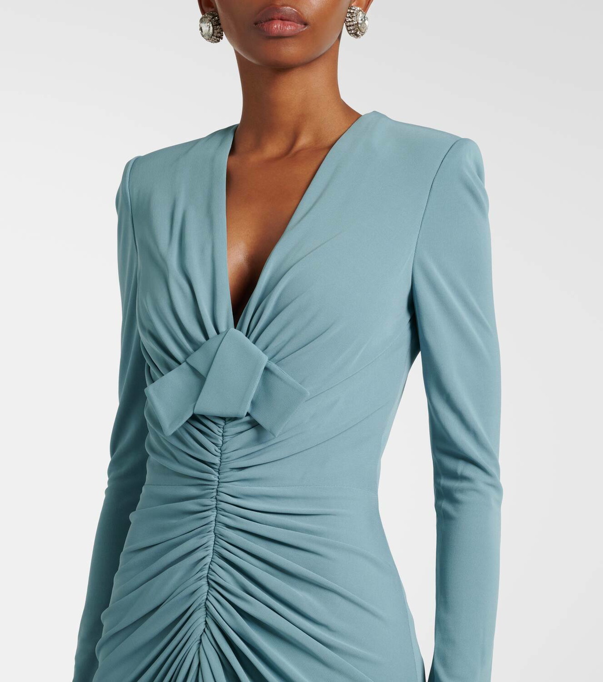 Elie Saab Bow-detail ruched jersey gown Elie Saab