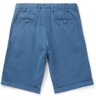 Isaia - Slim-Fit Stretch-Cotton Twill Bermuda Shorts - Blue