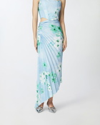 Pinko Pleated Midi Skirt With Floral Print Mult. Light Blue/Blue/White