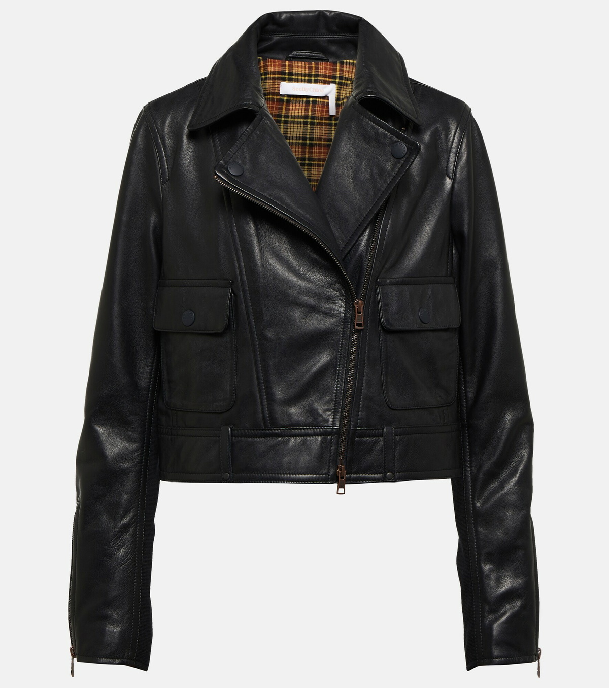 SEE BY CHLOÉ ブラックレザージャケット 38 See By Chloe - Leather biker jacket See by Chloe