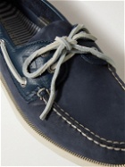 Sperry - Authentic Original Leather-Trimmed Nubuck Boat Shoes - Blue