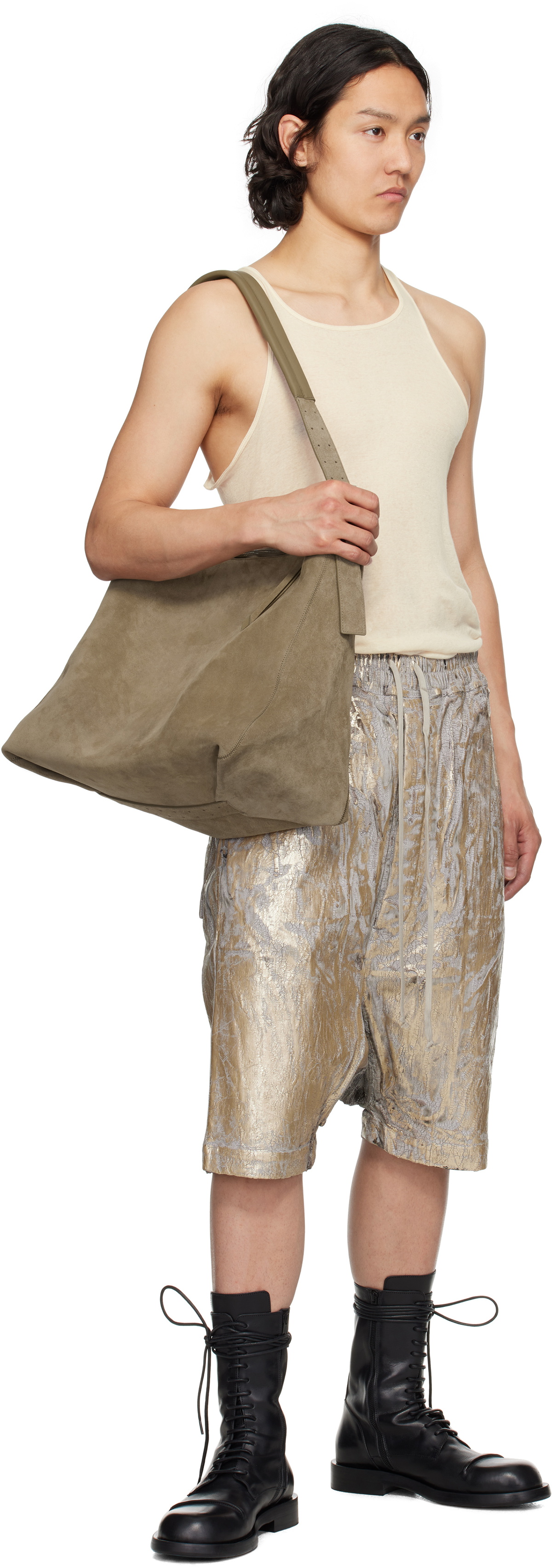Rick Owens DRKSHDW Gold Hollywood Drawstring Pods Denim Shorts