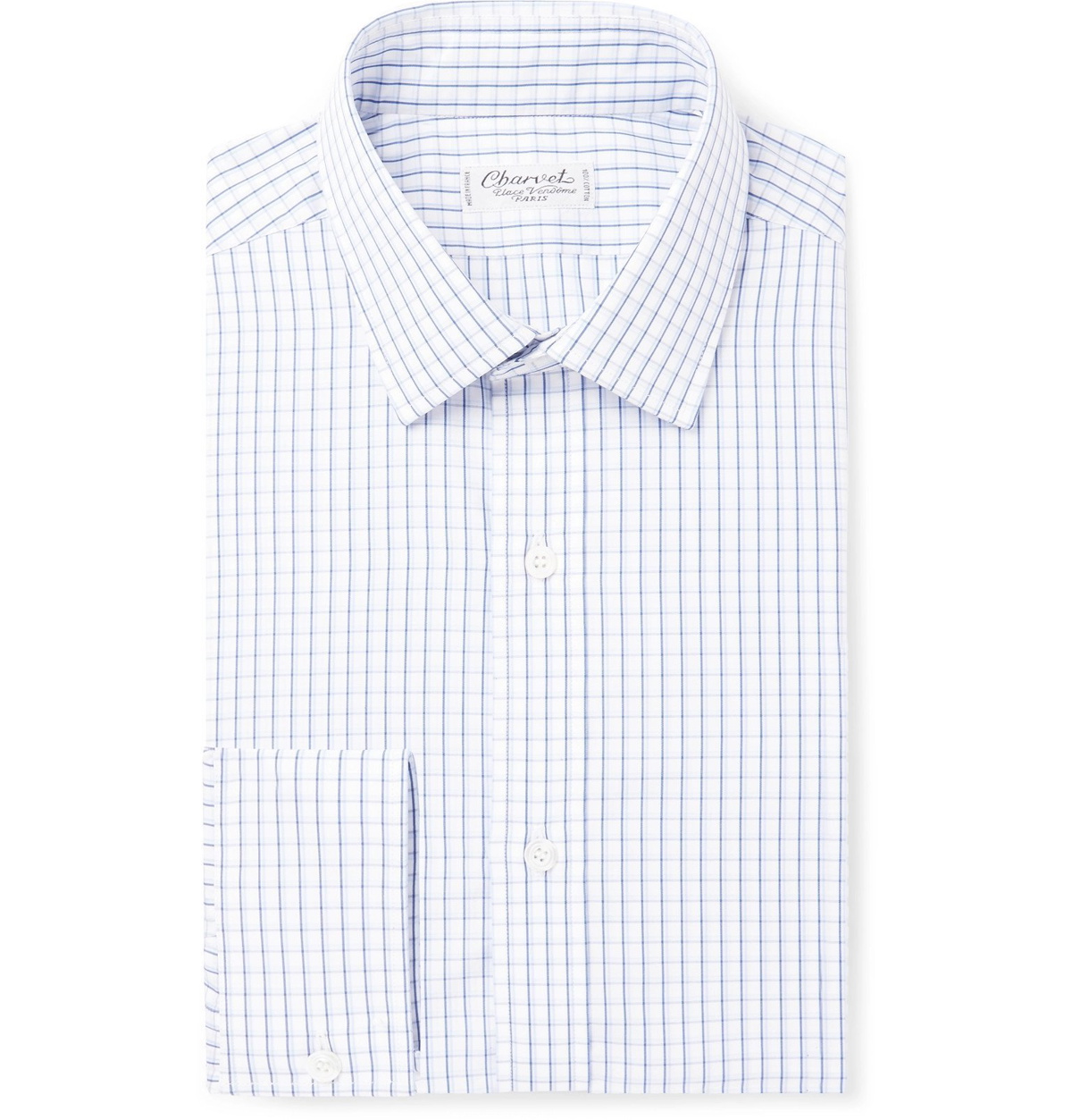Charvet - Blue Checked Cotton-Poplin Shirt - White Charvet