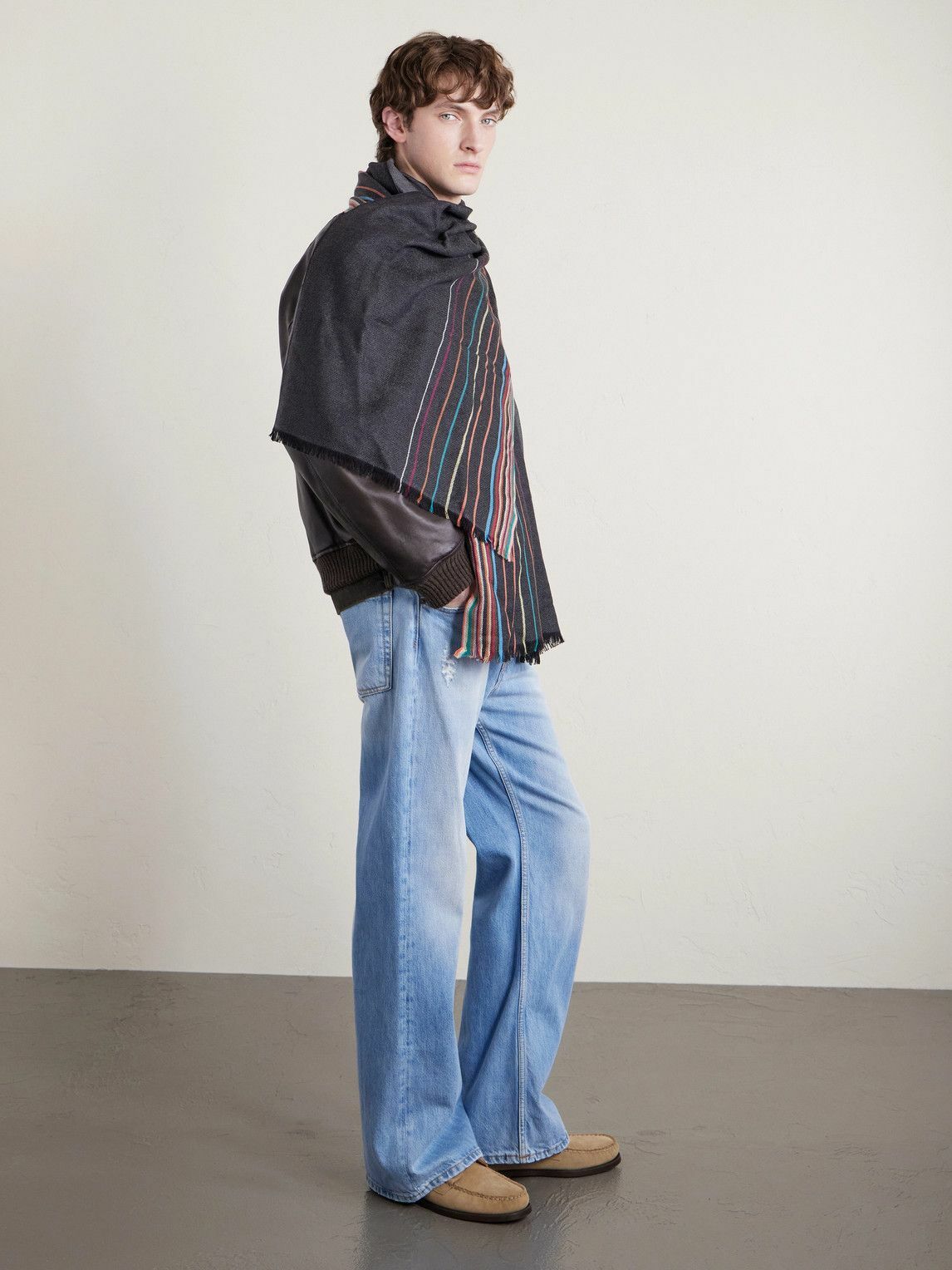 Paul Smith - Fringed Striped Wool and Silk-Blend Scarf