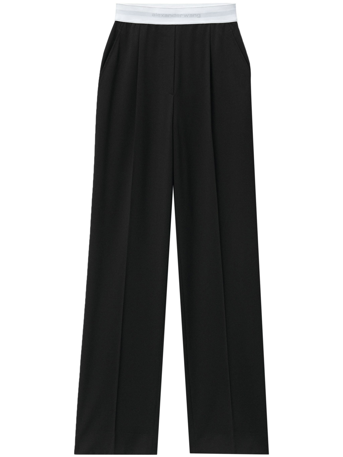 Alexander Wang High Waisted Pleated Pant With Logo Elastic in Black