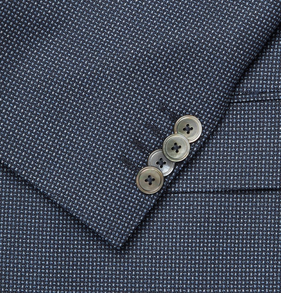 Hugo Boss Navy Hutsons SlimFit Checked Virgin Wool Blazer Men