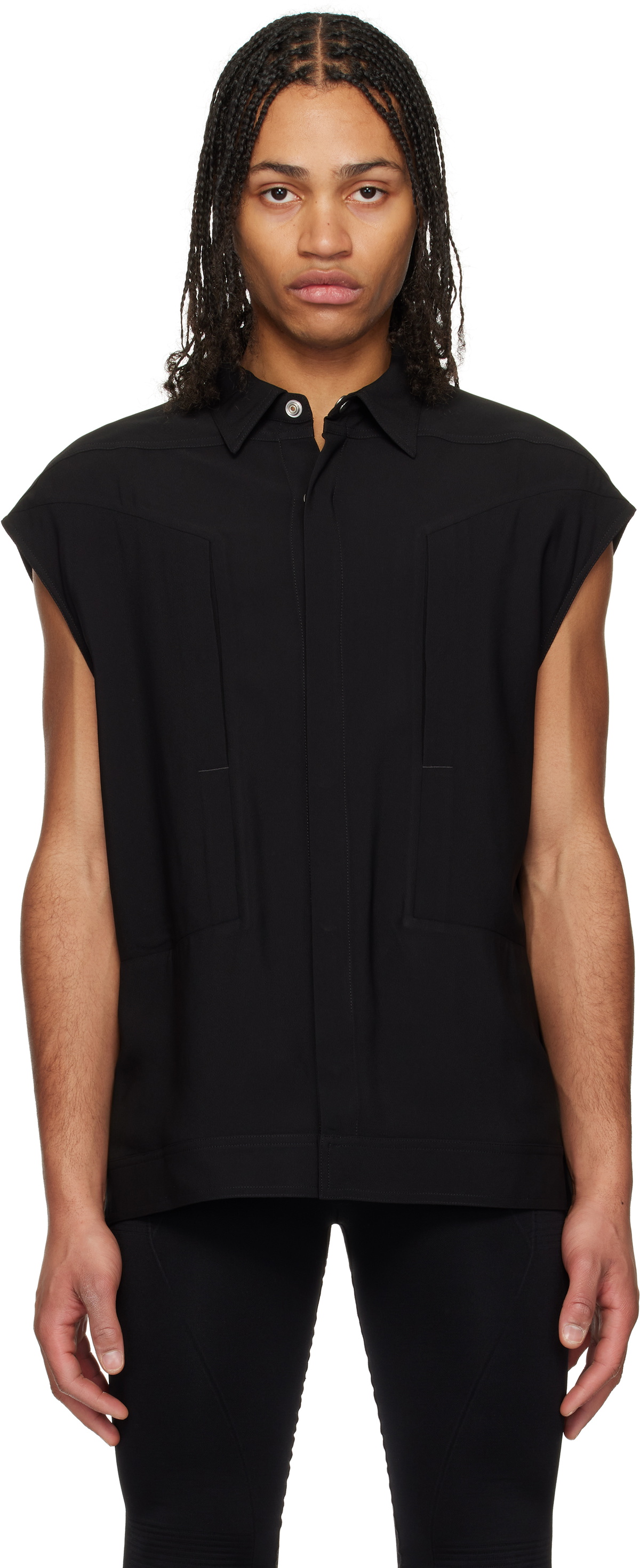 Rick Owens Black Hollywood Sleeveless Jumbo Shirt Rick Owens