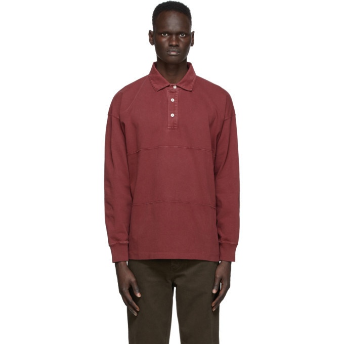 Photo: Schnaydermans Burgundy Garment Dyed Rugby Polo