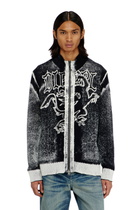 Diesel Treated zip cardigan with griffin motif - Knitwear Mens in Multicolor