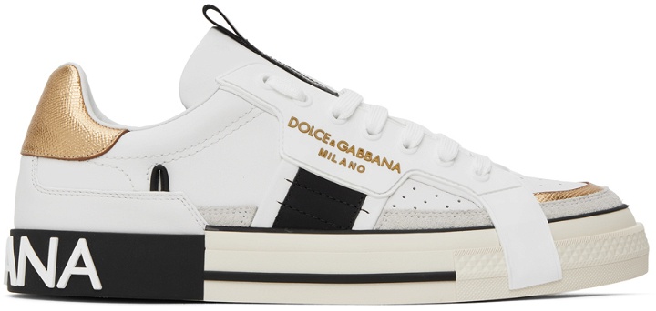 Photo: Dolce & Gabbana White & Gold 2.Zero Custom Sneakers