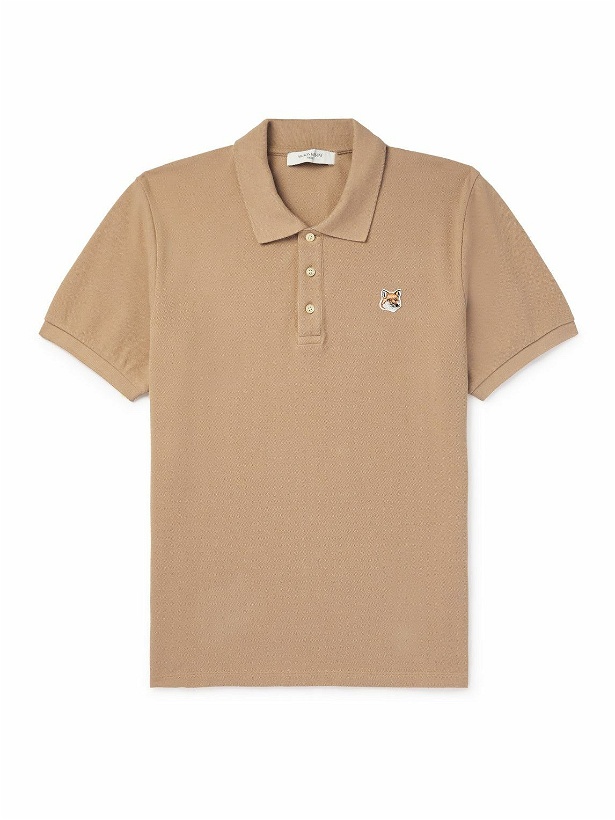 Photo: Maison Kitsuné - Appliquéd Cotton-Piqué Polo Shirt - Brown