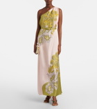 La DoubleJ Roy floral one-shoulder silk twill maxi dress