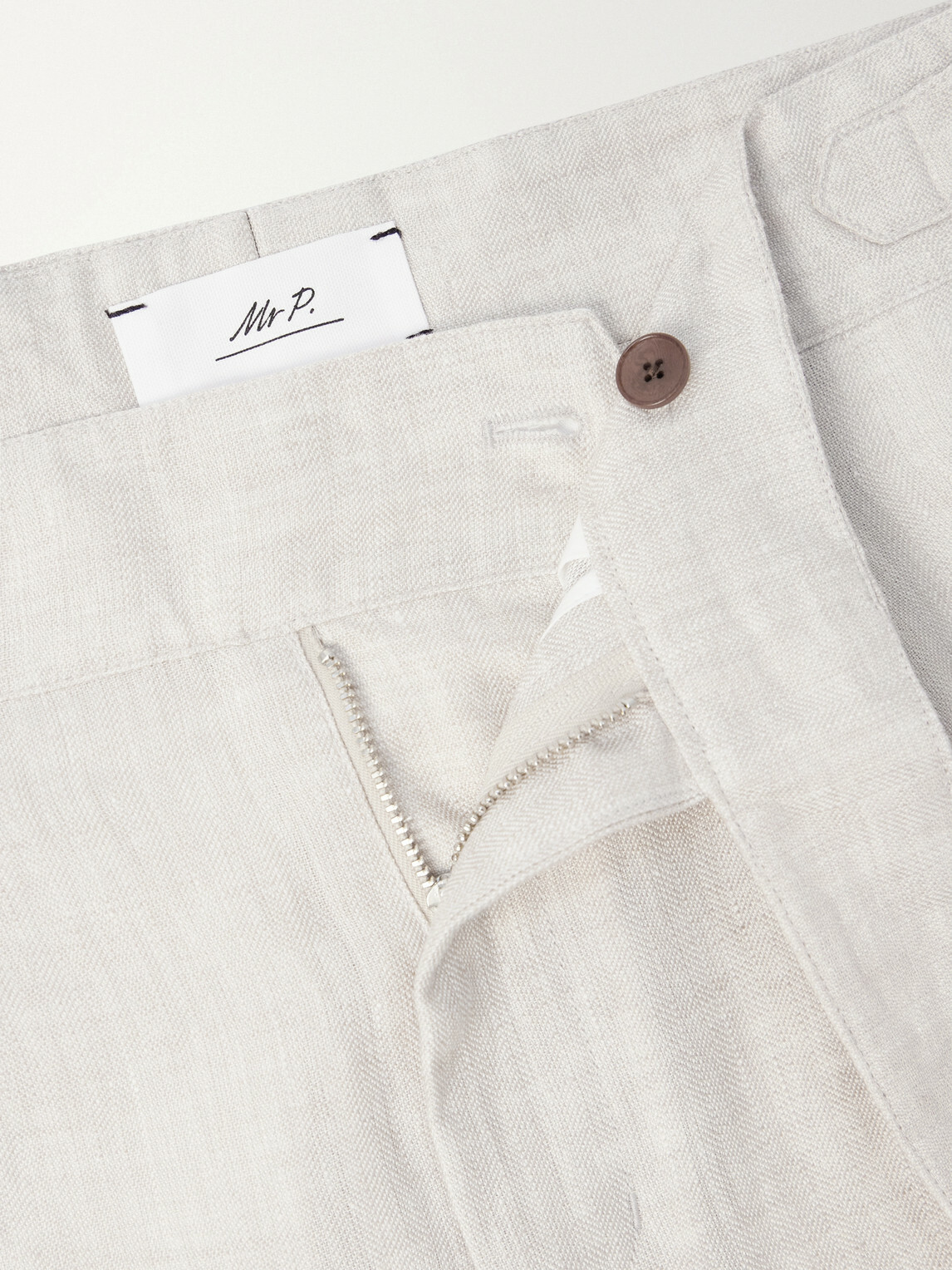 Mr P. - Steve Tapered Pleated Herringbone Linen Trousers - Neutrals