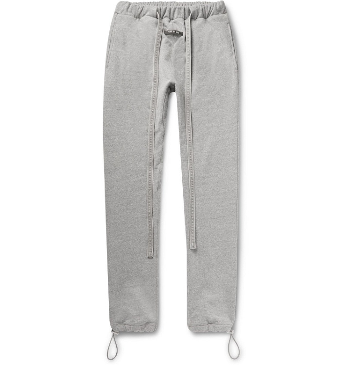 Photo: Fear of God - Slim-Fit Tapered Mélange Loopback Cotton-Blend Jersey Sweatpants - Gray