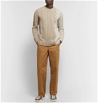 Maison Kitsuné - Colour-Block Cable-Knit Wool Sweater - Neutral