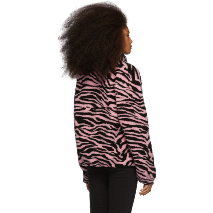 Ashley Williams Pink and Black Fleece Tiger Juju Sweater Ashley