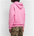Stüssy - Logo-Embroidered Fleece-Back Cotton-Blend Jersey Hoodie - Pink